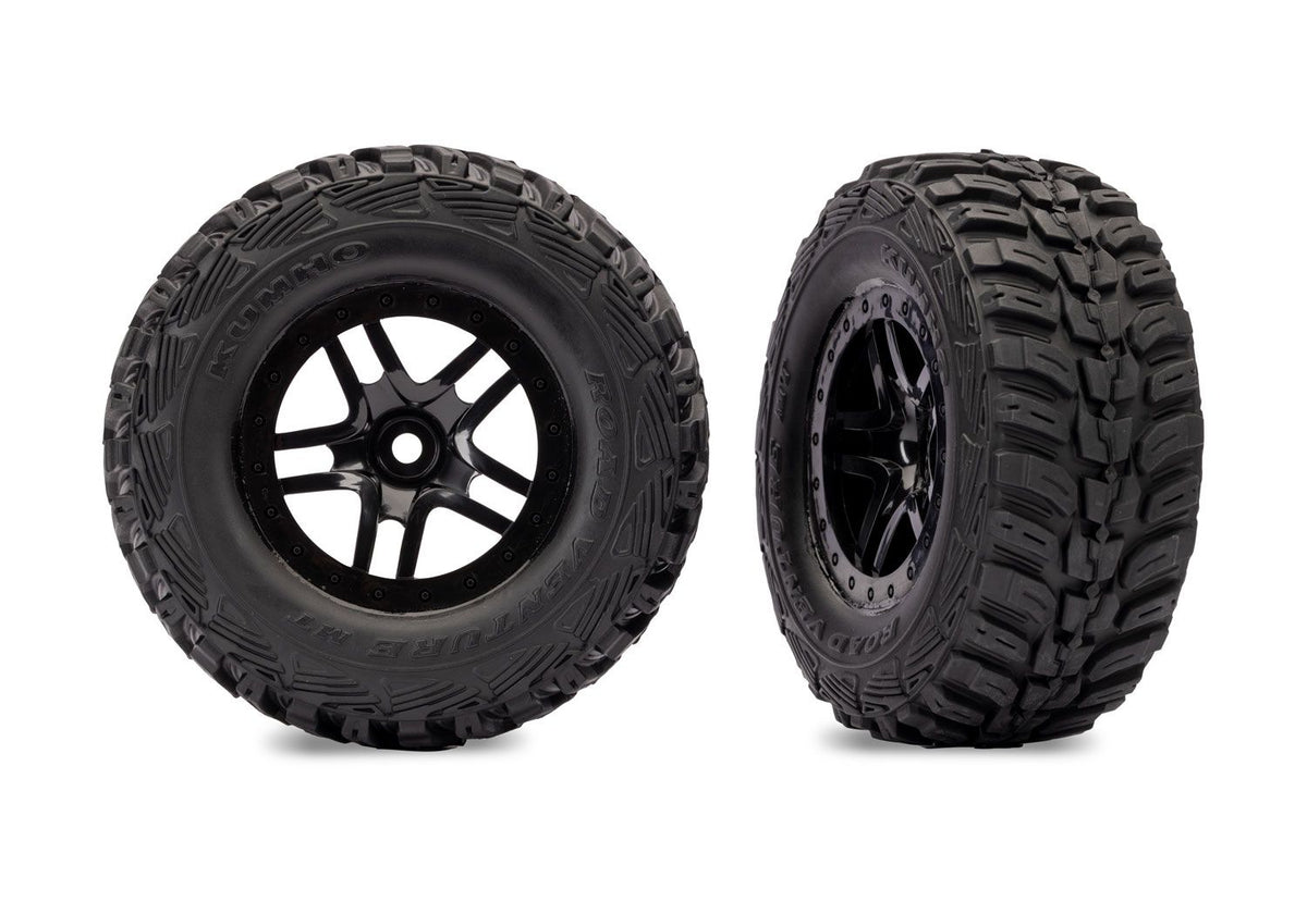 TRAXXAS - Black Split-Spoke Wheels with Kumho Tires (2) (6874-BLK)