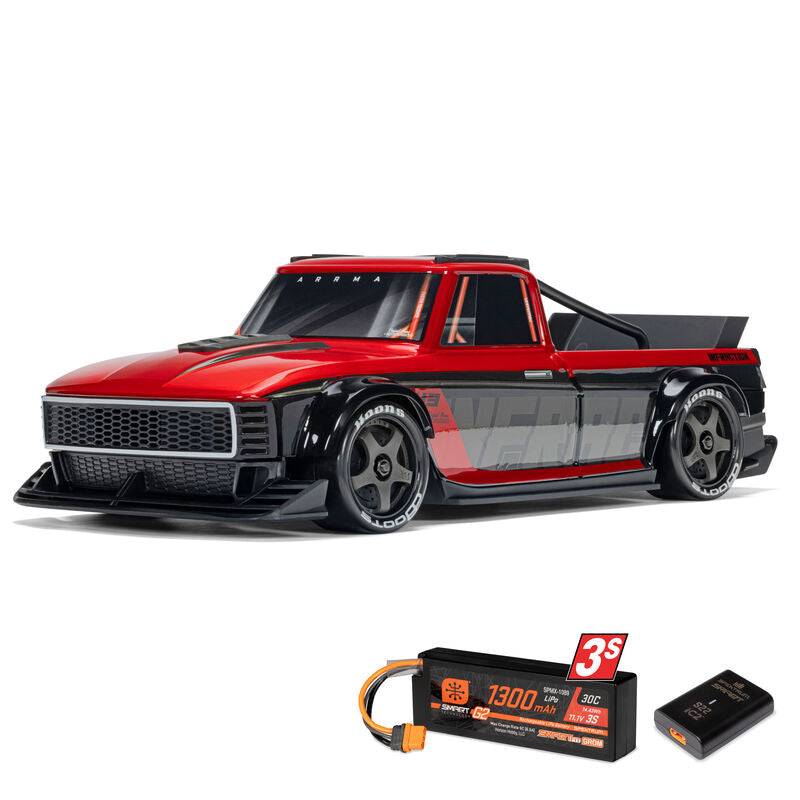 ARRMA - 1/12 INFRACTION GROM 3S 4X4 RTR Brushless All-Road Street Bash (Battery & Charger Included), Red/Black (ARA2315ST1)