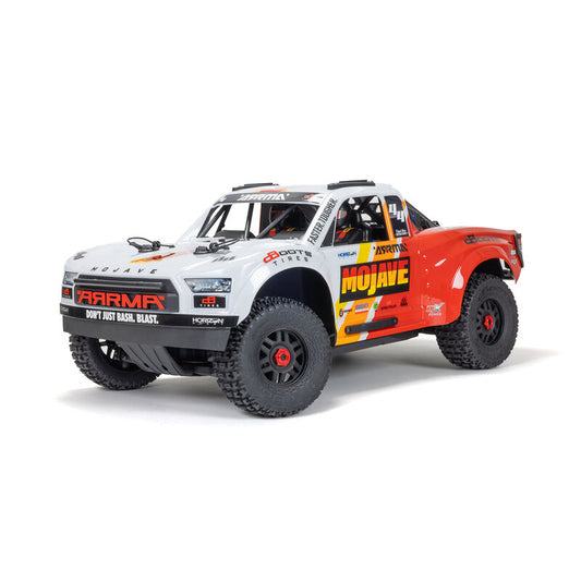 ARRMA - MOJAVE 4X4 4S BLX 1/8th Scale Desert Trk White/Red (ARA4404T1)