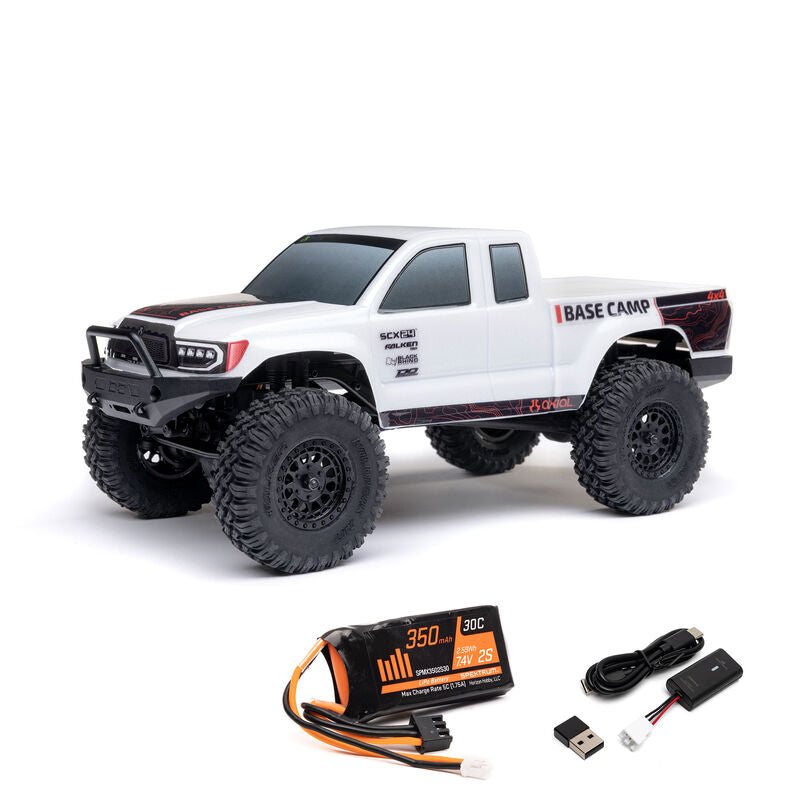 AXIAL - 1/24 SCX24 Base Camp 4X4 RTR Brushed Rock Crawler (Battery & Charger Included), White (AXI-1219T1)