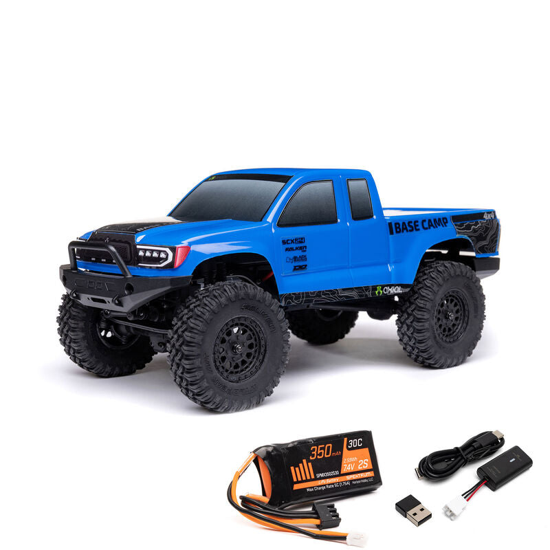 AXIAL - 1/24 SCX24 Base Camp 4X4 RTR Brushed Rock Crawler (Battery & Charger Included), Blue (AXI-1219T2)