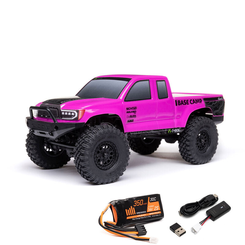 AXIAL - 1/24 SCX24 Base Camp 4X4 RTR Brushed Rock Crawler (Battery & Charger Included), Pink (AXI-1219T3)