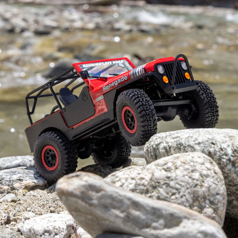 AXIAL - 1/30 SCX30 Jeep CJ-7 Renegade 4X4 RTR Brushed Rock Crawler (Battery & Charger Included), Genright, Red (AXI-3273T1)