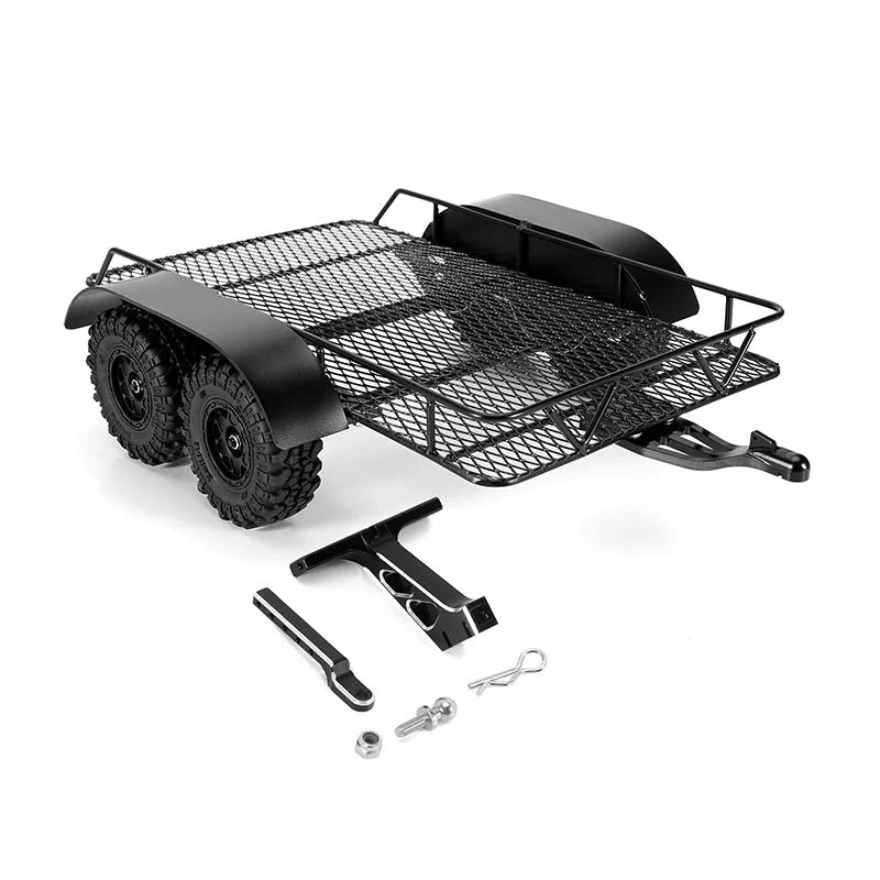 INJORA - Metal Trailer With Aluminum Hitch Mount For 1/24 Axial SCX24 (DG-TC08)