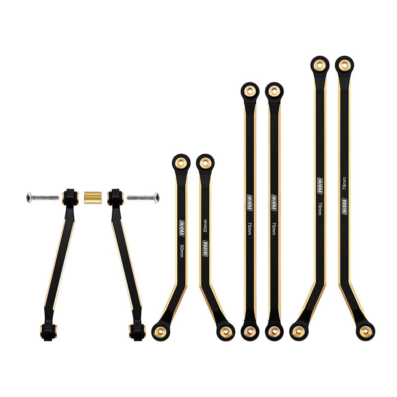 INJORA - 8PCS 43g Heavy Brass High Clearance Chassis 4 Links Set For Axial SCX24 Gladiator Power Wagon (SCX24-127BR)
