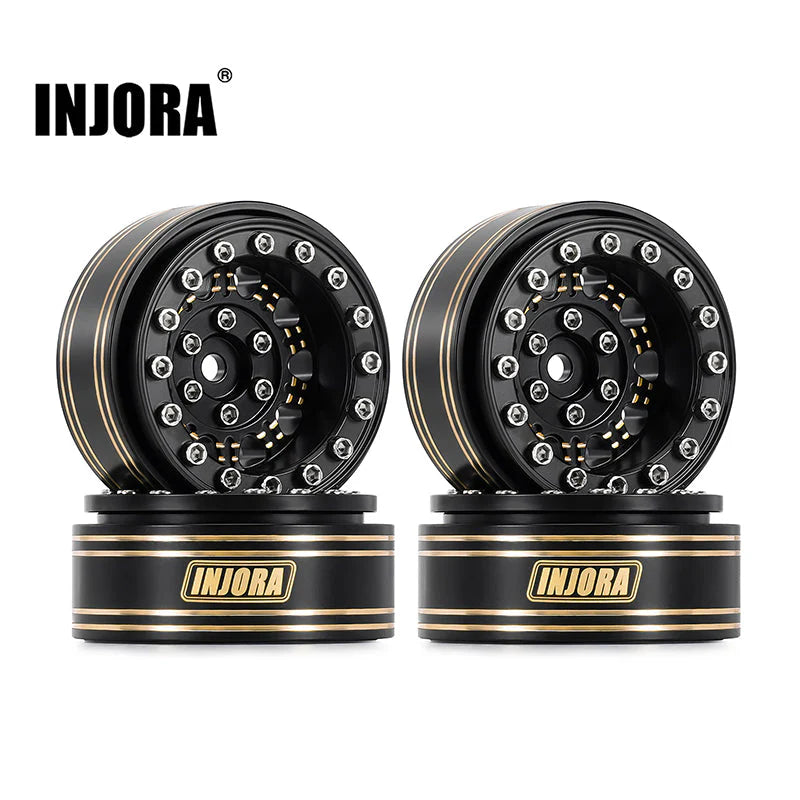 INJORA 1.3" 81g/Pcs Super Heavy Brass -5.25mm Offset Wheels For Micro Crawlers (W1305) (YQW-1305BGD) (