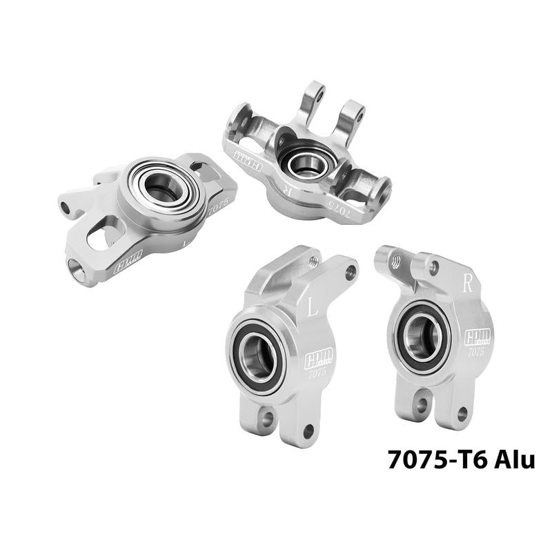 GPM RACING - 7075 Alloy Front Steering Block + Rear Hub (Larger Inner Bearings) (SILVER) For ARRMA 1/16 Mojave Grom / LOSI 1/12 Nascar / Asphalt Late (MGM2122-S)