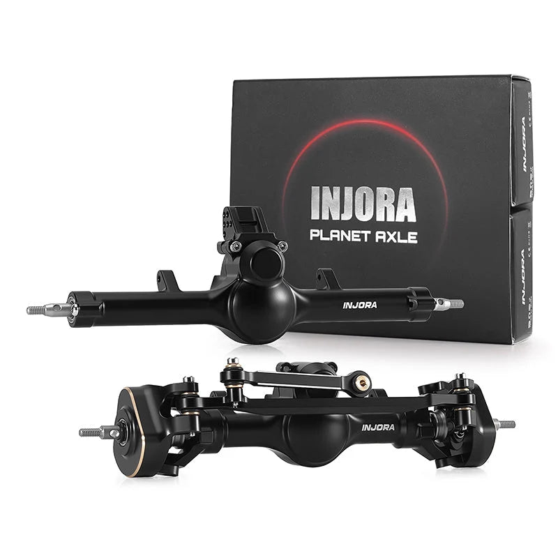 INJORA - V2 +4mm Planet Axles For 1/24 SCX24, Double Joint Shafts, Ramped Diff Covers (SCX24-203BKFR)