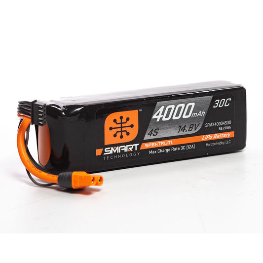 SPEKTRUM - 4000mAh 4S 14.8V Smart LiPo Battery 30C; IC3 (SPMX40004S30)