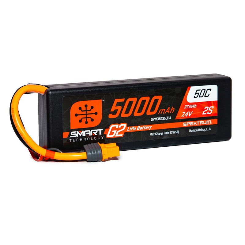 SPEKTRUM - 5000mAh 2S 7.4V Smart G2 LiPo 50C Hard Case; IC3 (SPMX52S50H3)