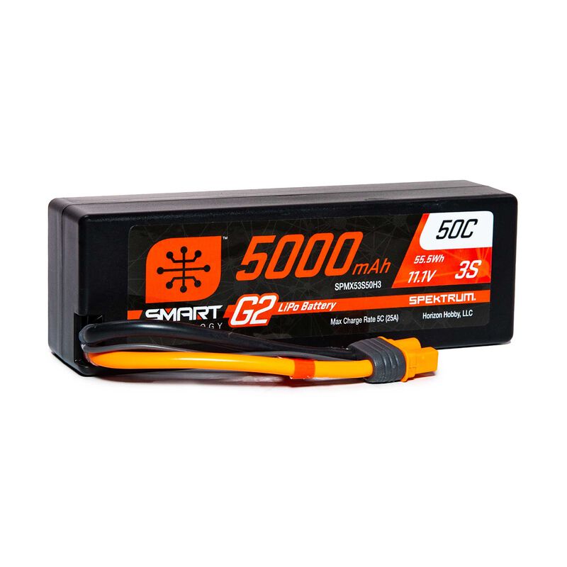 SPEKTRUM - 5000mAh 3S 11.1V Smart G2 LiPo 50C Hard Case; IC3 (SPMX53S50H3)