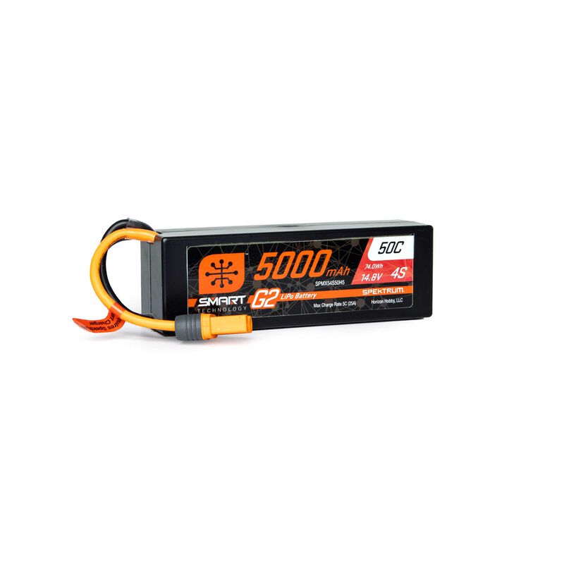 SPEKTRUM - 5000mAh 4S 14.8V Smart G2 LiPo 50C Hard Case; IC5 (SPMX54S50H5)