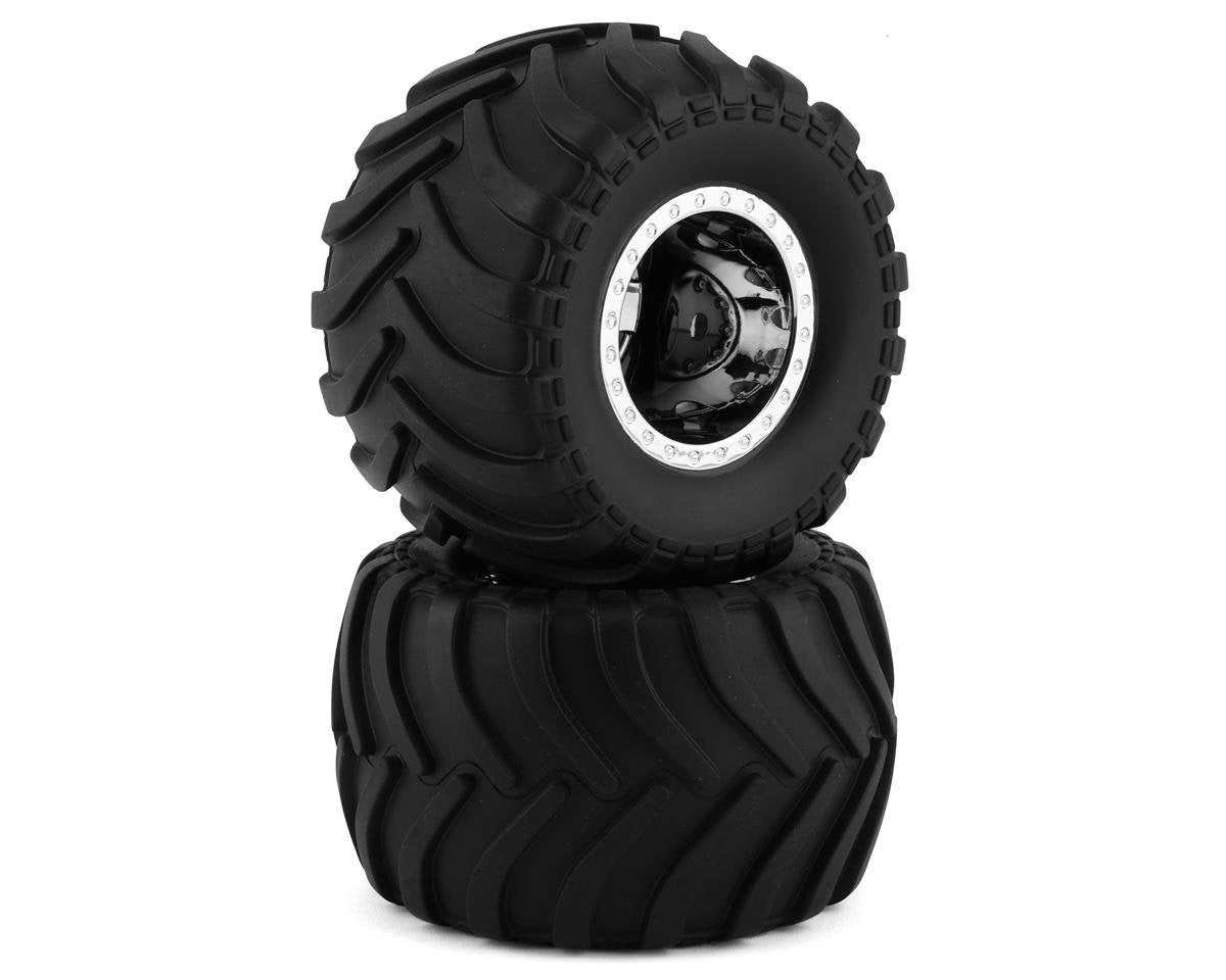 Team Associated MT12 Pre-Mounted Wheels and Tires (Chrome) (2) (ASC41104)