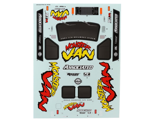 Team Associated MT12 Monster Van Decal Sheet (ASC41118)