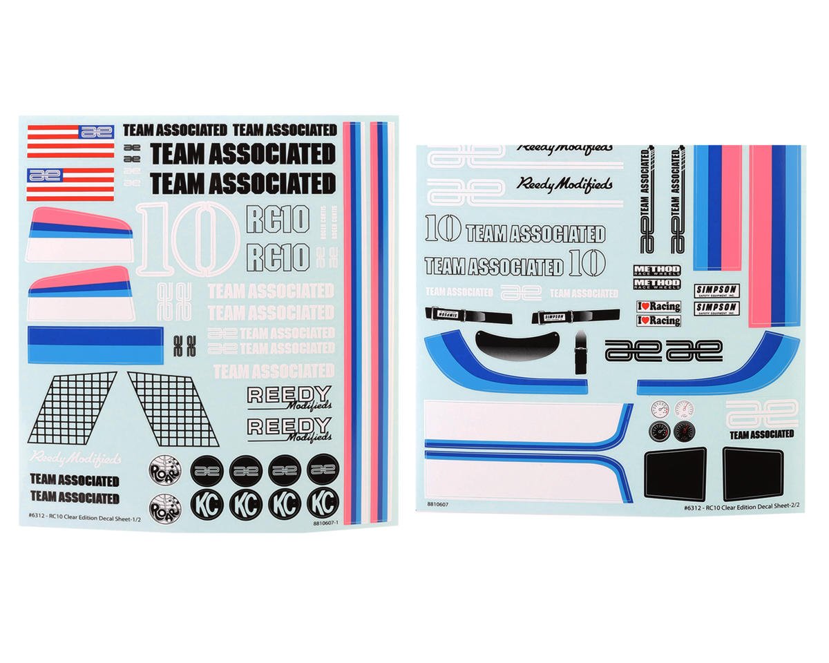 Team Associated RC10CC Decal Sheets (ASC6312)