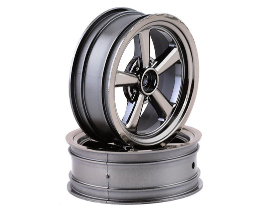 Team Associated DR10 2.2" Drag Racing Front Wheels (Black Chrome) (2) (ASC71077)