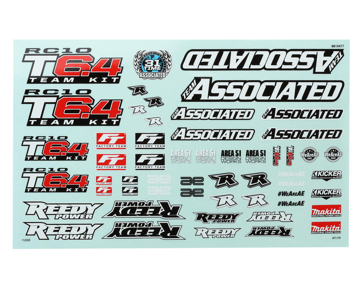 Team Associated RC10T6.4 1/10 Stadium Truck Team Kit Decal Sheet (ASC71179)