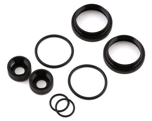 Team Associated RC8B3.2/T3.2 16mm Shock Collar & Seal Retainer Set (Black) (ASC81492)