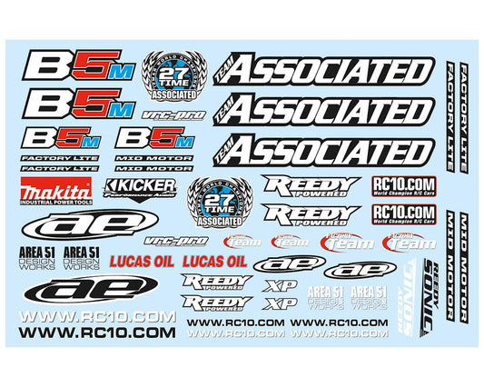 Team Associated RC10B5M Factory Lite Decal Sheet (ASC91613)