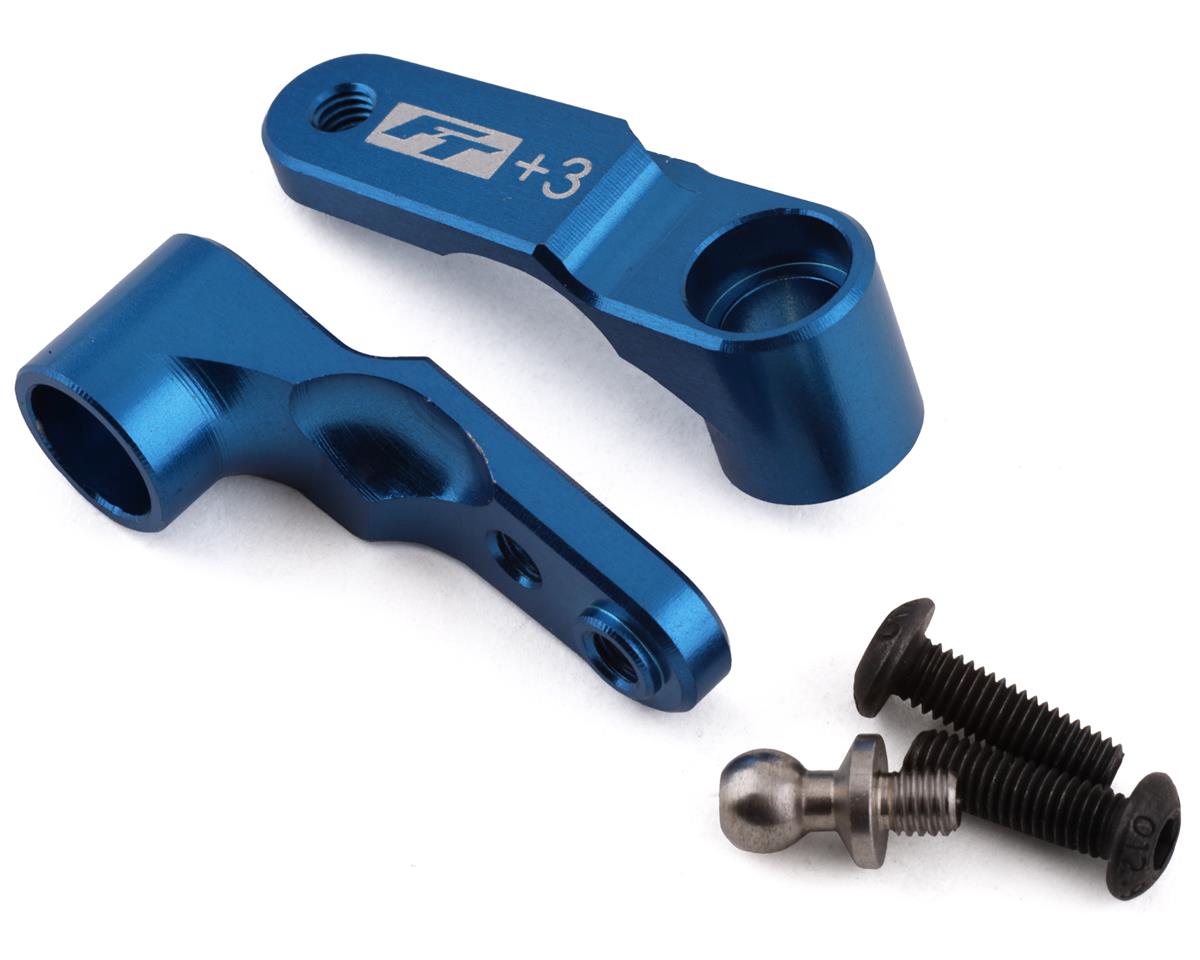 Team Associated RC10B6 Factory Team Aluminum Steering Bellcrank (Blue) (+3mm) (ASC91914)