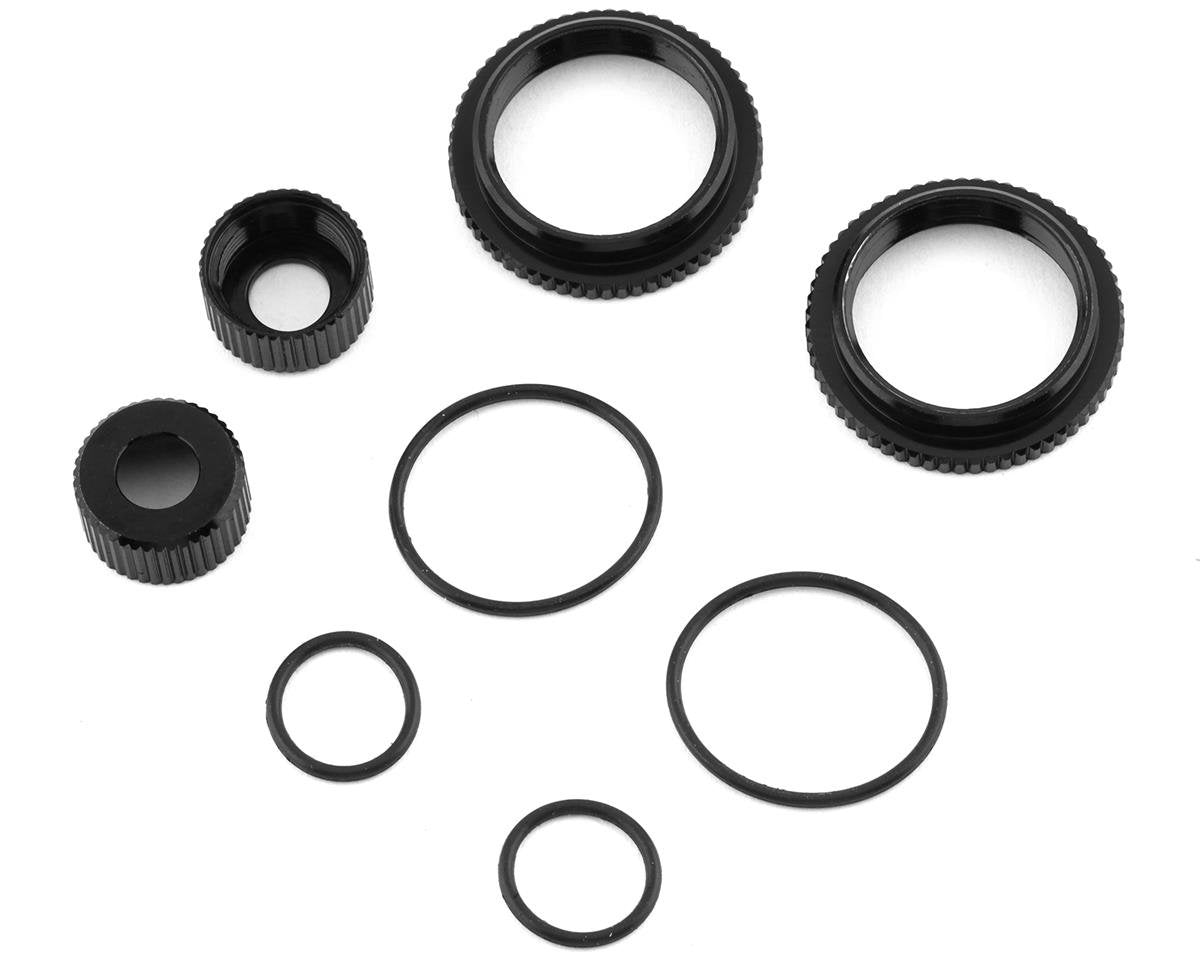 Team Associated 13mm Shock Collar & Seal Retainer Set (Black) (ASC91929)