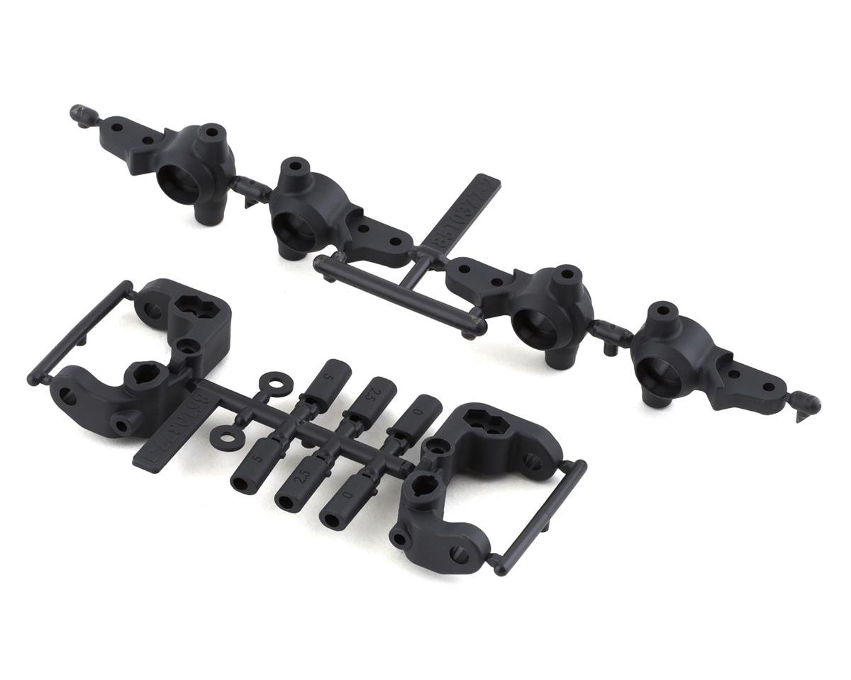 Team Associated RC10B6.4 -1mm Scrub Caster & Steering Blocks (Carbon) (ASC91985)