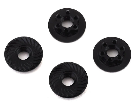 Team Associated Factory Team 4mm Low Profile Serrated Wheel Nuts (Black) (4) (ASC92254)