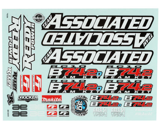 Team Associated RC10B74.2 Decal Sheet (ASC92356)