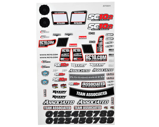 Team Associated SC10.2 Factory Team Decal Sheet (ASC9920)