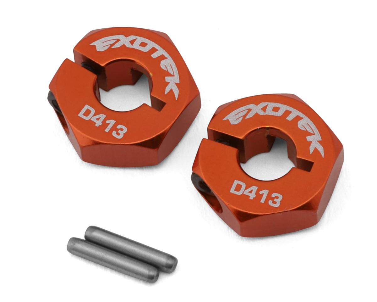 Exotek D4 Evo3 12mm Aluminum Rear Clamping Hex (Orange) (2) (EXO2174)