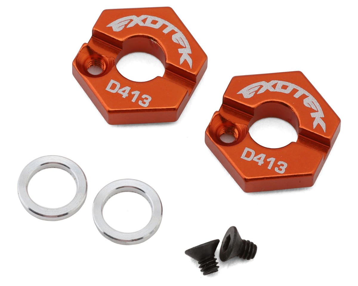 Exotek D4 Evo3 12mm Aluminum Front Locking Hex (Orange) (2) (EXO2175)