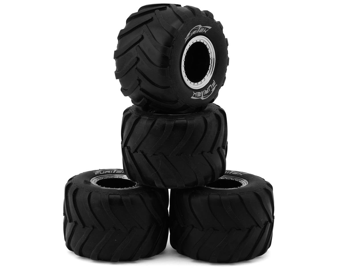 Furitek Micro Monster Truck Pre-Mounted Tires (4) (Chrome) (1/24 & 1/18) (FTK-FUR-2311)