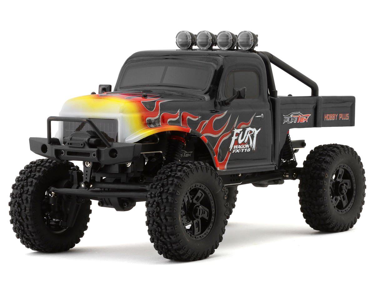 Furitek FX118 Fury Wagon 1/18 RTR Brushless Rock Crawler (Black/Flames) (FTK-FUR-2411)