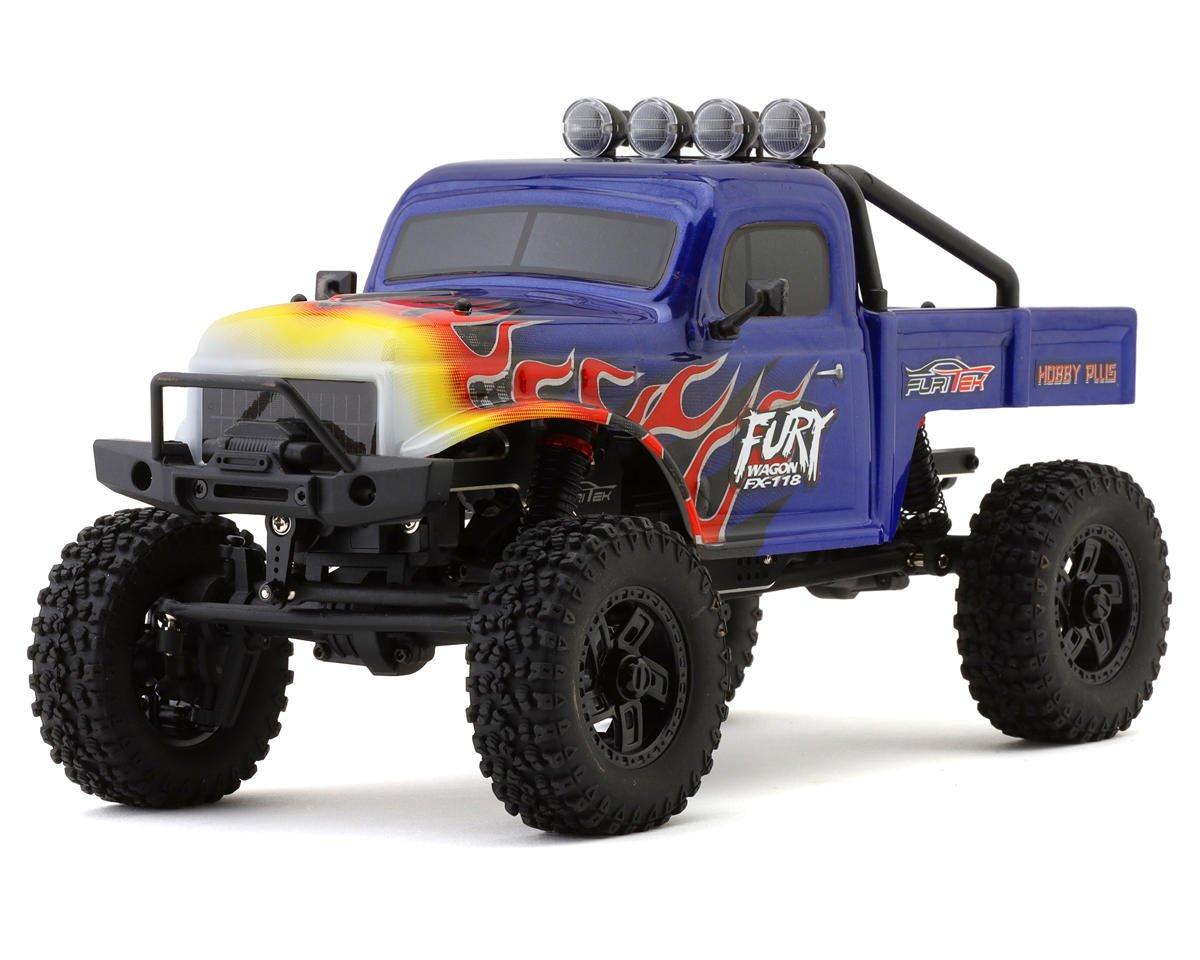 Furitek FX118 Fury Wagon 1/18 RTR Brushless Rock Crawler (Blue/Flames) (FTK-FUR-2412)