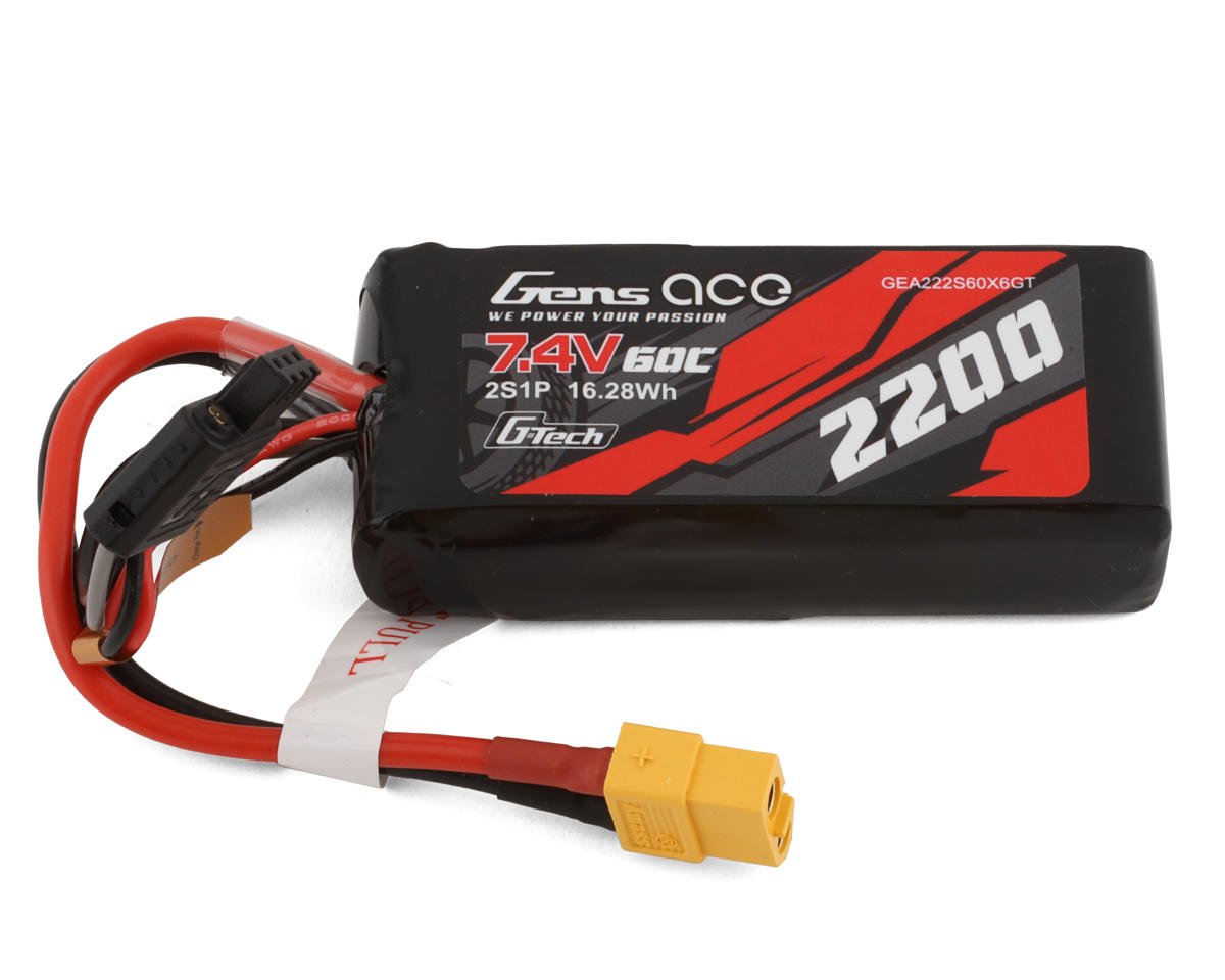 Gens Ace 2S G-Tech Smart LiPo Battery 60C (7.4V/2200mAh) w/XT-60 Connector (GEA222S60X6GT)