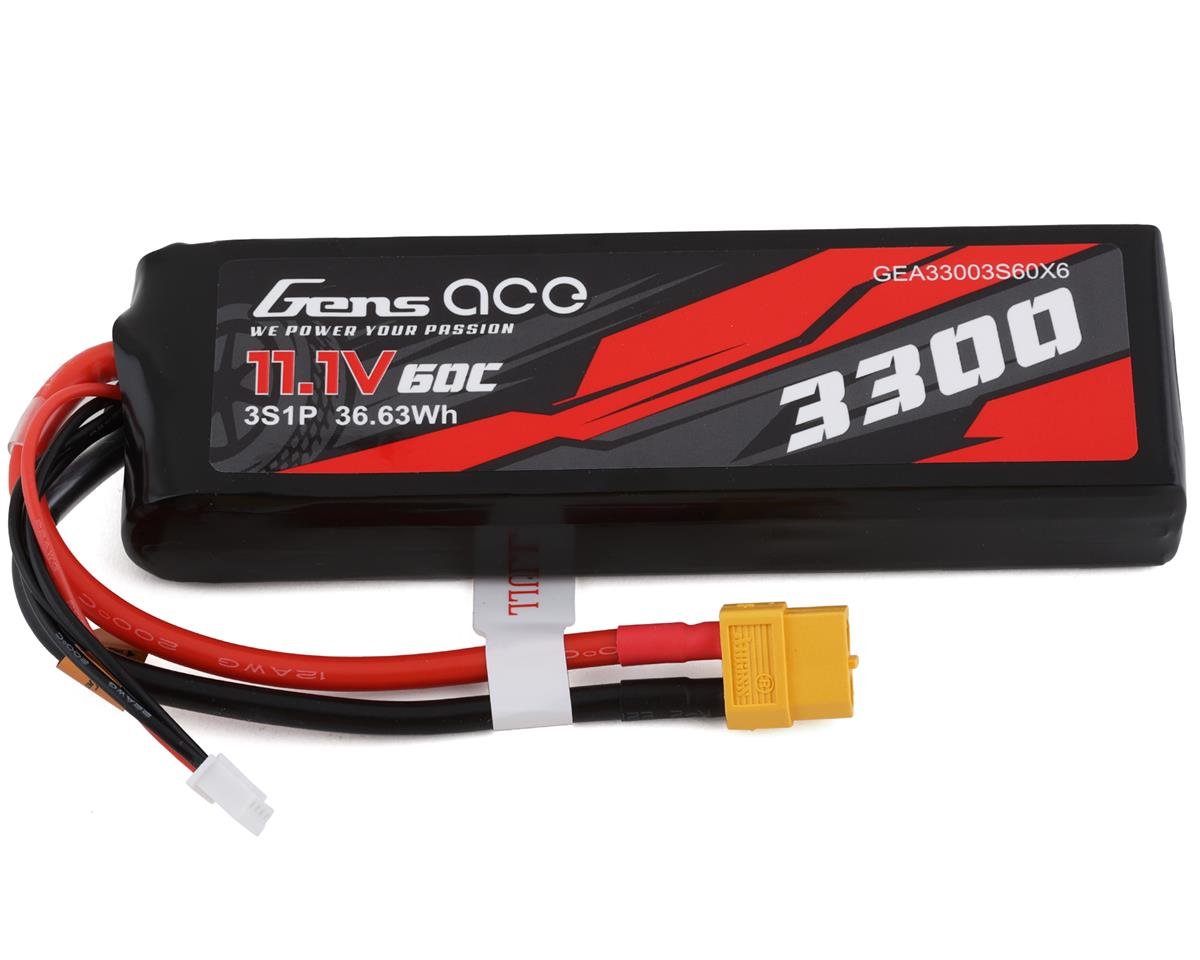 Gens Ace 3s LiPo Battery 60C (11.1V/3300mAh) (GEA33003S60X6)