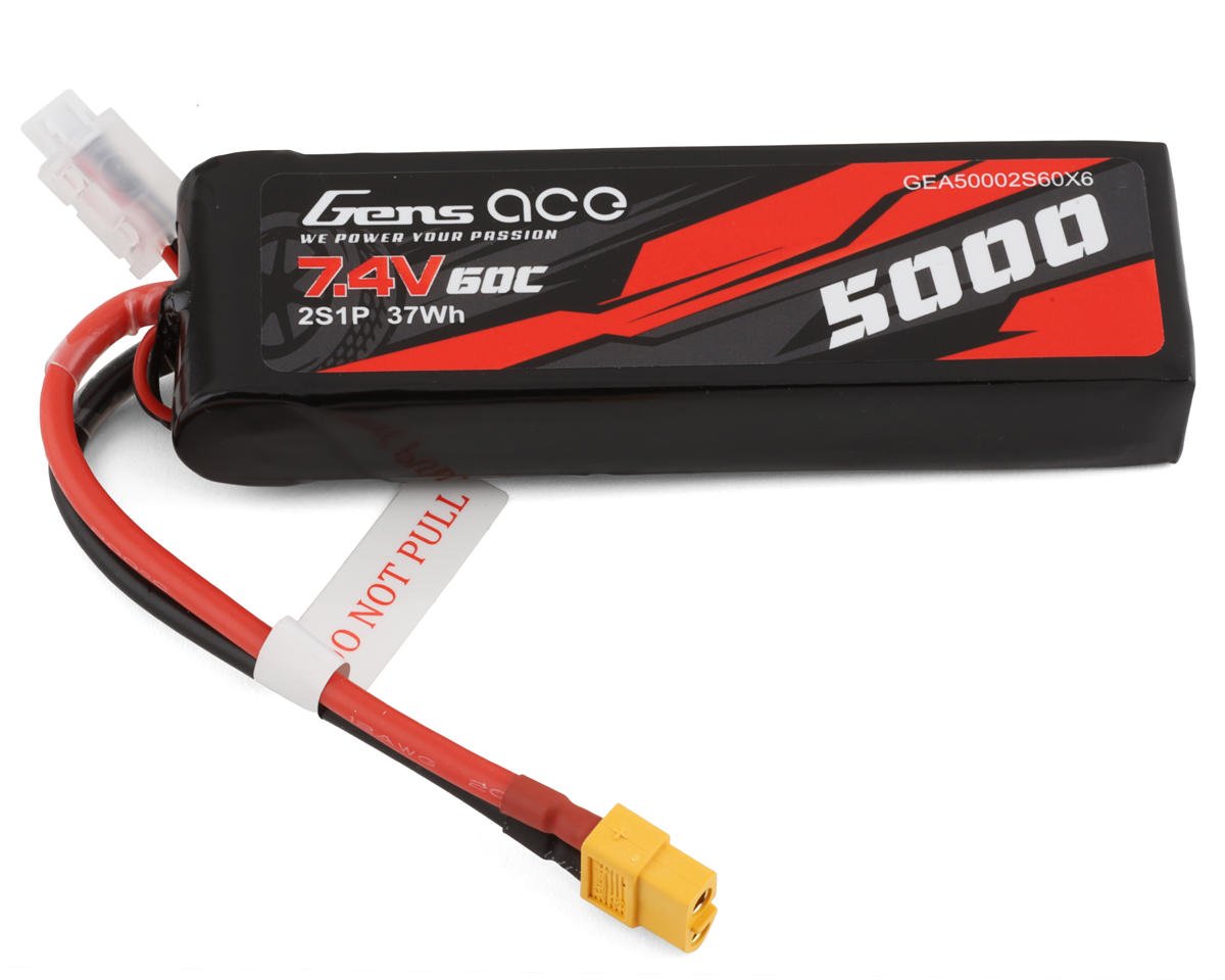 Gens Ace 2S LiPo Battery 60C (7.4V/5000mAh) (GEA50002S60X6)