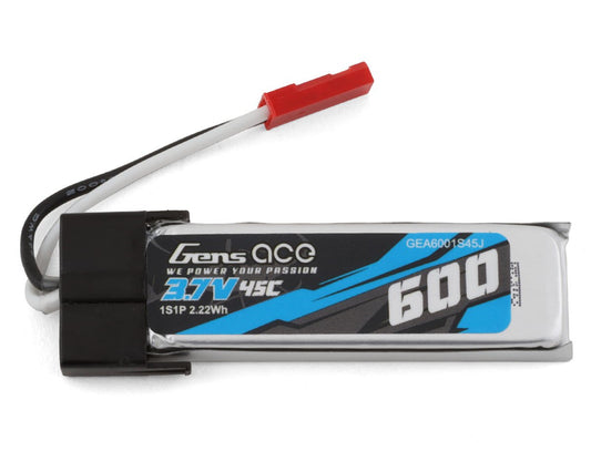 Gens Ace 1S LiPo Battery 45C (3.7V/600mAh) (GEA6001S45J)