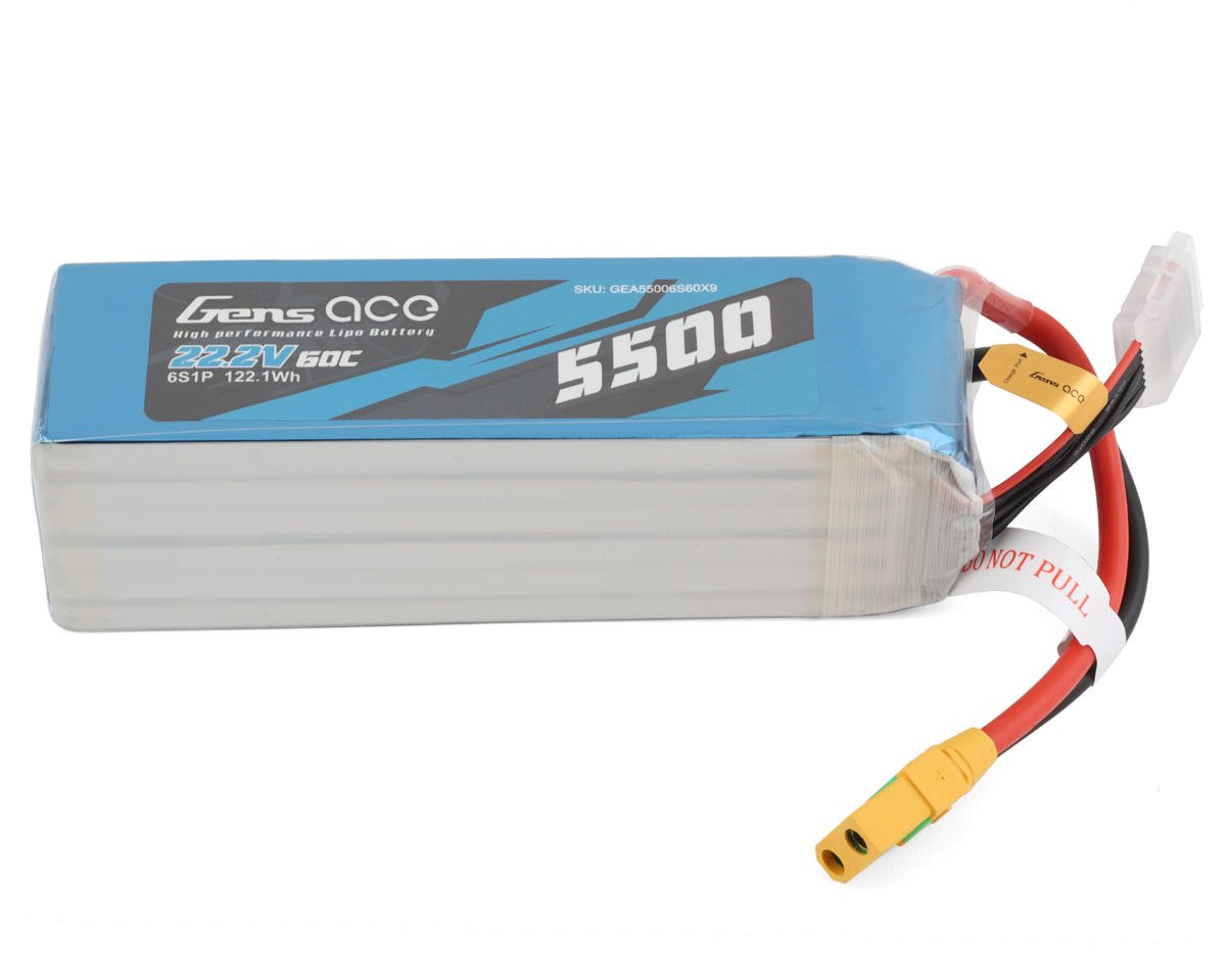 Gens Ace 6S LiPo Battery 60C (22.2V/5500mAh) w/XT90 Connector (GEA6S550060X9)