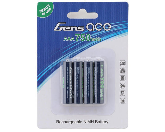 Gens Ace High Power Rechargeable AAA NIMH Battery (1.2V/750mAh) (4) (GEANM7501S3A)