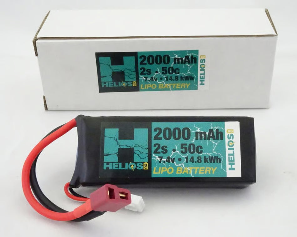 HELIOS RC - 2S 50C LiPo Battery w/Deans Connector (7.4V/2000mAh) (HEL-2S2000-50-DN)