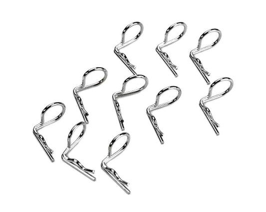 Hot Racing 1/10 90 Degree Bend Body Clips (10) (Silver) (HRAAC01B08)