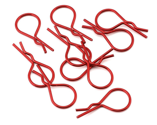 Hot Racing Bent Body Clips (Red) (10) (HRAAC02M02)