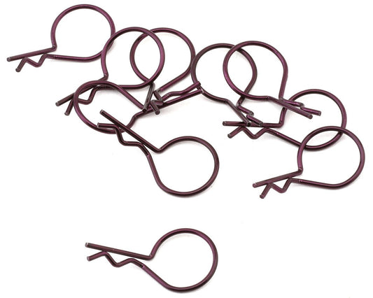 Hot Racing Bent Body Clips (10) (Purple) (HRAAC02M07)