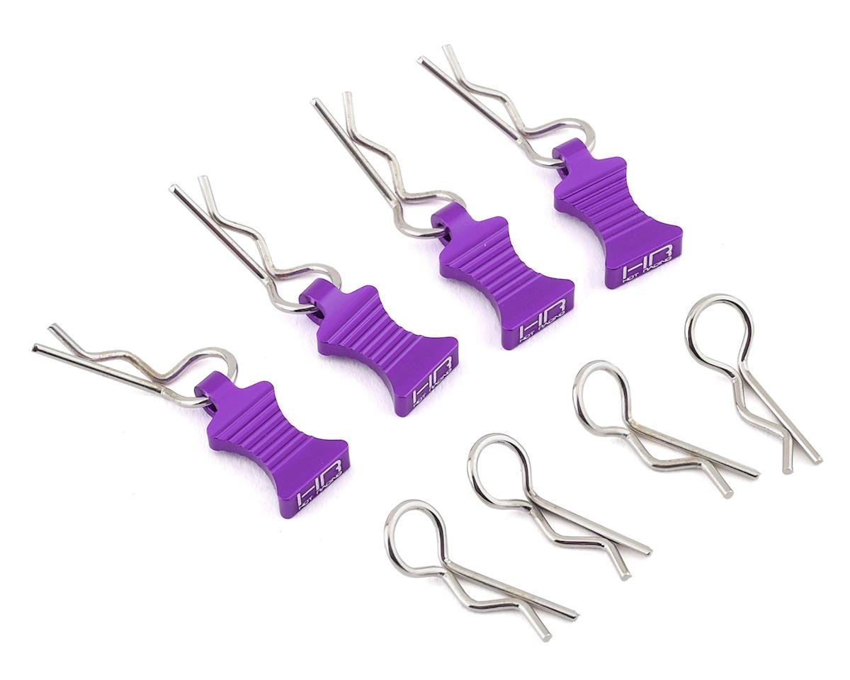 Hot Racing 1/10 Aluminum EZ Pulls w/Body Clips (Purple) (4) (HRAAC03EZ07)