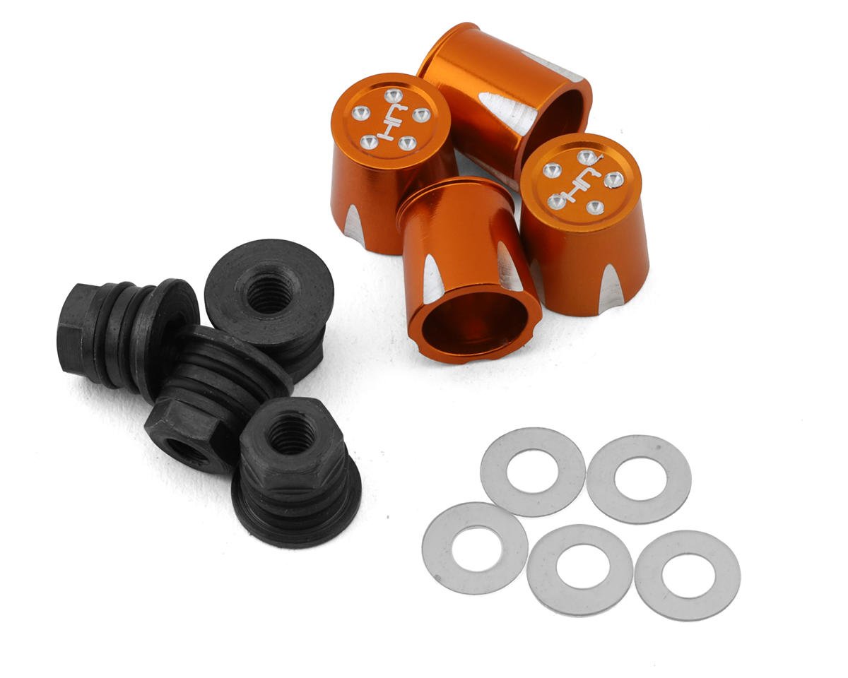 Hot Racing 4mm Aluminum Wheel Nut Caps (Orange) (4) (HRAACC74MB03)