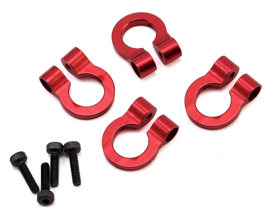 Hot Racing 1/10 Aluminum Tow Shackle D-Rings (4) (Red) (HRAACC80802)