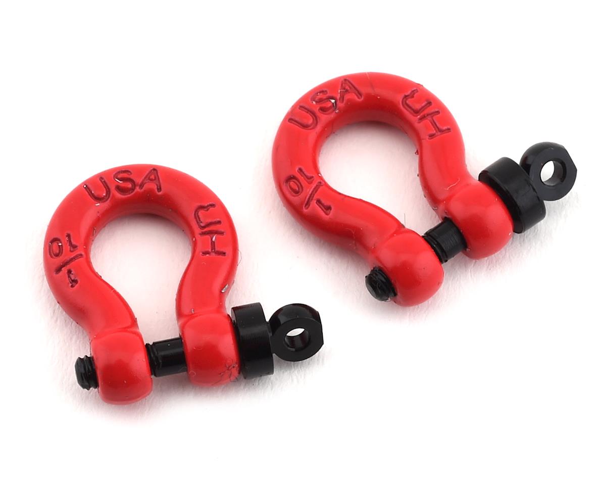 Hot Racing 1/10 Scale Aluminum D-Ring Tow Shackle (Red) (2) (HRAACC808X02)