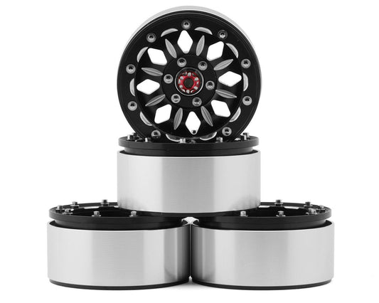 Hot Racing 1.9" Aluminum Beadlock Wheels (Black) (4) (B-Style) (HRABLW19SLB01)