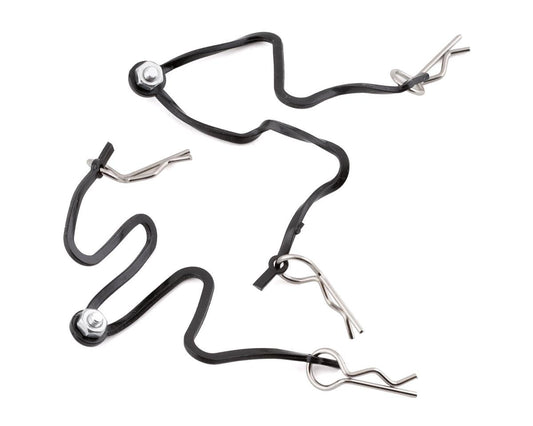 Hot Racing Body Clips w/Fastened Rubber Leash (Silver) (HRABWP123B08)